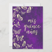 パープルエレガント金ゴールドキンセアニェラティアラバタフライ 招待状 (裏面)