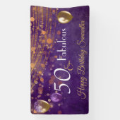 パープルエレガント金ゴールドグラム50と素晴らしい誕生日 横断幕 (縦)