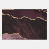 パープルエレガント金ゴールドグリッターマーブルゲート ラッピングペーパーシート (正面3)