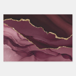 パープルエレガント金ゴールドグリッターマーブルゲート ラッピングペーパーシート