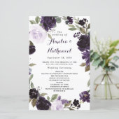 パープルエレガント金ゴールドグリーンフローラ結婚式 プログラム (スタンド正面)