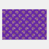 パープルエレガント金ゴールドドラゴン ラッピングペーパーシート (正面)