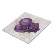 パープルエレガント金ゴールドバラフローラ タイル (側面)