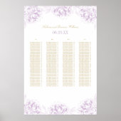 パープルエレガント金ゴールドフローラの結婚牡丹の座席 ポスター (正面)