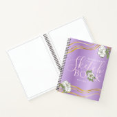 パープルエレガント金ゴールドフローラガーリーSketchbook ノートブック (内部)