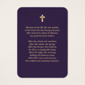 パープルエレガント金ゴールドフローラ葬儀祈りの言葉カード (裏面)