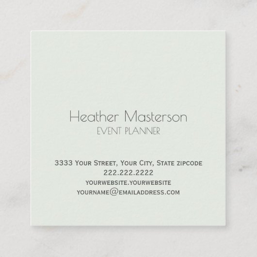 パープルエレガント金ゴールドブルゴーニュフローラモノグラム スクエア名刺 (裏面)