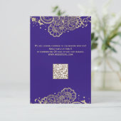 パープルエレガント金ゴールドヘナレースRSVPカード 出欠カード (スタンド正面)