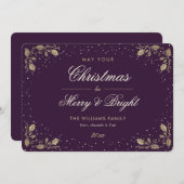 パープルエレガント金ゴールドホリースノー シーズンカード (正面/裏面)