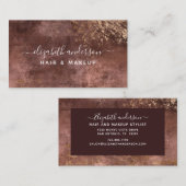 パープルエレガント金ゴールドマーブルシモダンックサロン 名刺 (正面/裏面)