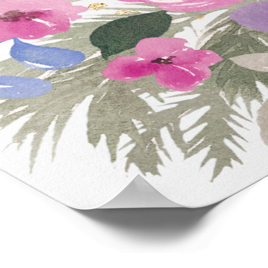 パープルエレガント金ゴールド冬フローラブライダルへようこそ ポスター (角)