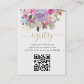 パープルエレガント金ゴールド冬フローラブライダルレジストリ エンクロージャーカード (正面)