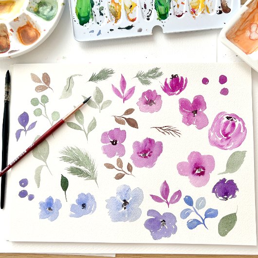 パープルエレガント金ゴールド冬フローラブライダルレジストリ エンクロージャーカード