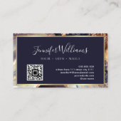 パープルエレガント金ゴールド大理石ゲートQRコード 名刺 (裏面)