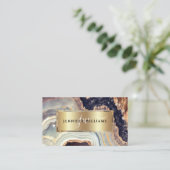 パープルエレガント金ゴールド大理石ゲートQRコード 名刺 (スタンド正面)