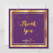 パープルエレガント金ゴールド感謝していユー サンキューカード (正面)