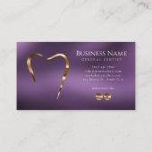 パープルエレガント金ゴールド歯科医名刺デザイン 名刺 (裏面)
