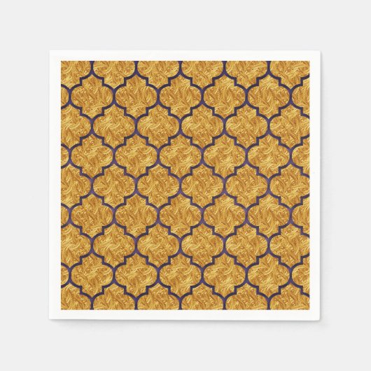 パープルエレガント金ゴールド王室のインディアンパーティー結婚の スタンダードカクテルナプキン (正面)