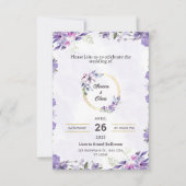 パープルエレガント金ゴールド結婚式 招待状 (正面)