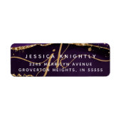 パープルエレガント金ゴールド金ゴールドグリッターモノグラムイニシャル ラベル (正面)