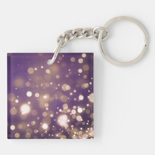 パープルエレガント金ゴールド50素晴らしい誕生日の好意 キーホルダー (裏面)