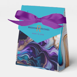 パープルエレガント金ゴールド&アクアモノグラム フェイバーボックス