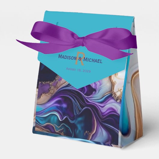 パープルエレガント金ゴールド&アクアモノグラム フェイバーボックス (正面サイド)