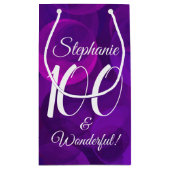 パープルエレガント100と素晴らしい誕生日パーティー スモールペーパーバッグ (裏面)