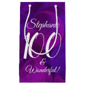 パープルエレガント100と素晴らしい誕生日パーティー スモールペーパーバッグ (正面)