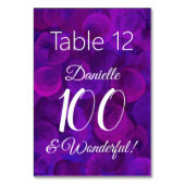 パープルエレガント100と素晴らしい誕生日パーティー テーブルナンバー (裏面)