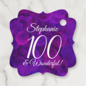 パープルエレガント100と素晴らしい誕生日パーティー フェイバータグ (裏面)
