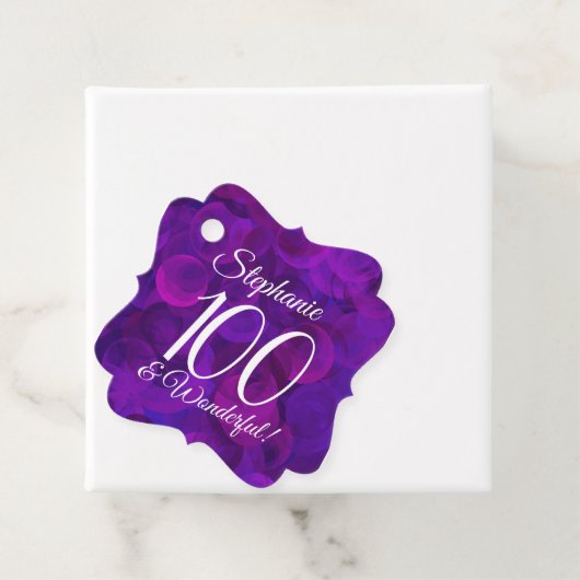 パープルエレガント100と素晴らしい誕生日パーティー フェイバータグ (インサイチュ)