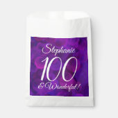パープルエレガント100と素晴らしい誕生日パーティー フェイバーバッグ (正面)