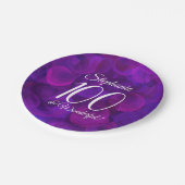 パープルエレガント100と素晴らしい誕生日パーティー ペーパープレート (アングル)