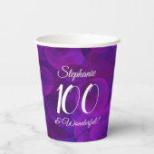 パープルエレガント100と素晴らしい誕生日パーティー 紙コップ (裏面)