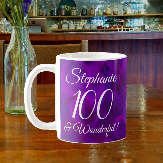 パープルエレガント100と素晴らしい誕生日 コーヒーマグカップ