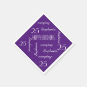 パープルエレガント25th誕生日パーティーネーム紙 スタンダードカクテルナプキン (角)