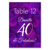 パープルエレガント40と素晴らしい誕生日パーティーの名前 テーブルナンバー (裏面)