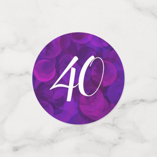 パープルエレガント40と素晴らしい誕生日パーティー コンフェッティ (スモール正面)