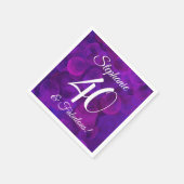 パープルエレガント40と素晴らしい誕生日パーティー スタンダードカクテルナプキン (角)
