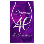 パープルエレガント40と素晴らしい誕生日パーティー スモールペーパーバッグ (裏面)