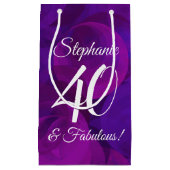 パープルエレガント40と素晴らしい誕生日パーティー スモールペーパーバッグ (正面)