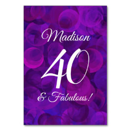 パープルエレガント40と素晴らしい誕生日パーティー テーブルナンバー