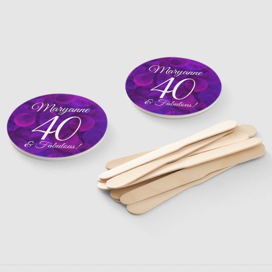 パープルエレガント40と素晴らしい誕生日パーティー ハンドファン (組立なし)