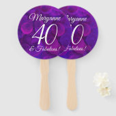パープルエレガント40と素晴らしい誕生日パーティー ハンドファン (正面&裏面)