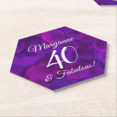 パープルエレガント40と素晴らしい誕生日パーティー ペーパーコースター (アングル)