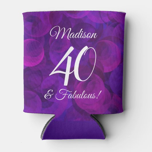 パープルエレガント40と素晴らしい誕生日パーティー 缶クーラー (正面)