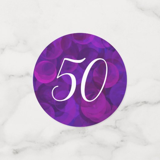 パープルエレガント50と素晴らしい誕生日パーティー コンフェッティ (スモール正面)