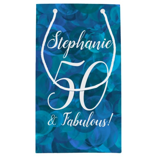 パープルエレガント50と素晴らしい誕生日パーティー スモールペーパーバッグ (裏面)