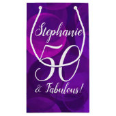 パープルエレガント50と素晴らしい誕生日パーティー スモールペーパーバッグ (裏面)